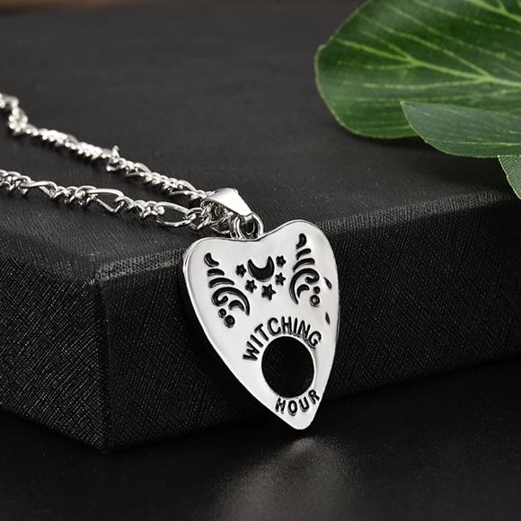 🌸 OUIJA SILVER 18" NECKLACE WITCHING HOUR PENDANT MAGIC EYE READER SPELL HOUR - Picture 11 of 11